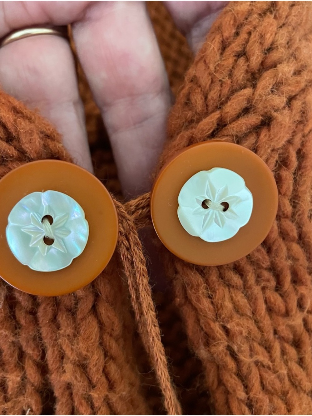 Anthropologie Hooded Chunky Knit Cropped Cardigan Rust Fall Colors Boho - Picture 10 of 16